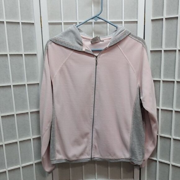 Hot Cotton By Marc-Ware Pink and Gray Fleece Jacket W/ Hood - Picture 4 of 15